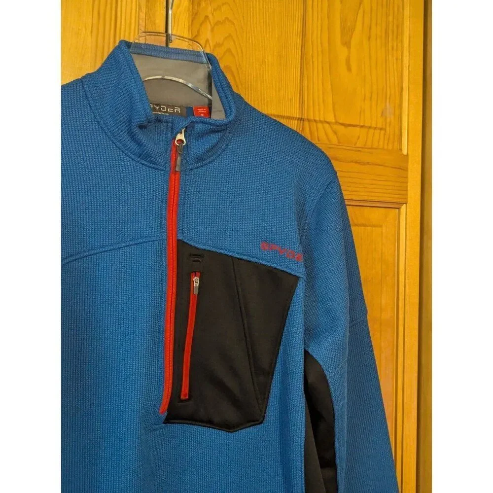 Spyder Sweater Mens Medium Bandit Half‎ Zip Fleece Jacket Mock Neck Blue - Picture 3 of 16